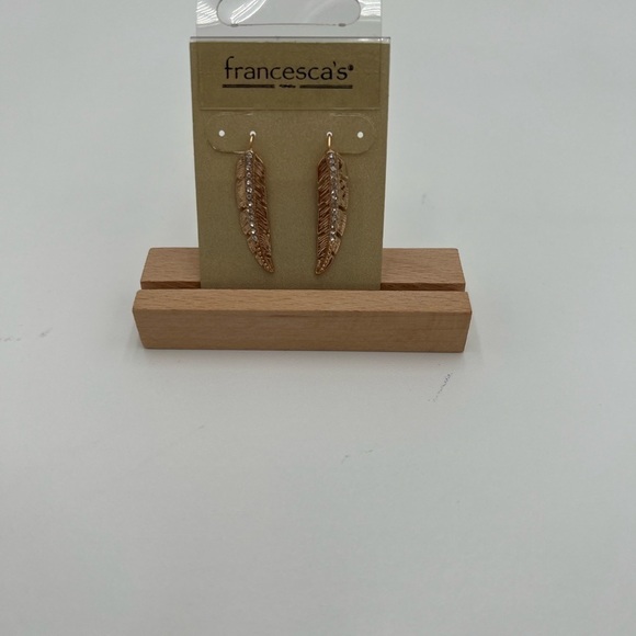 Francesca's Rhinestone Drop Leaf Earring - Picture 3 of 4